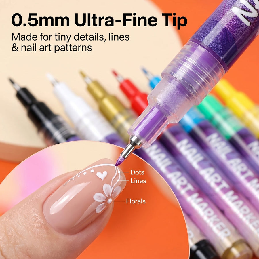 Nail Art Marker Pens – 12 Color DIY Nail Design Set