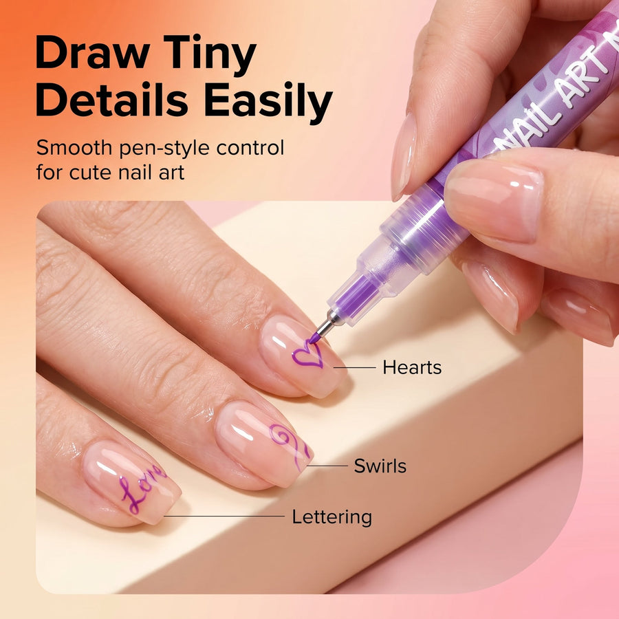 Nail Art Marker Pens – 12 Color DIY Nail Design Set