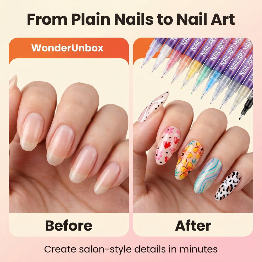 Nail Art Marker Pens – 12 Color DIY Nail Design Set