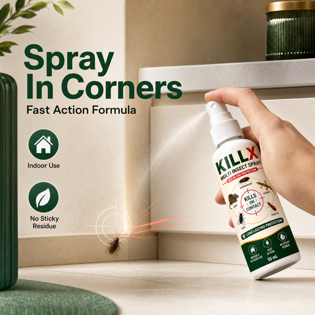 Kills on contact — fast-action formula