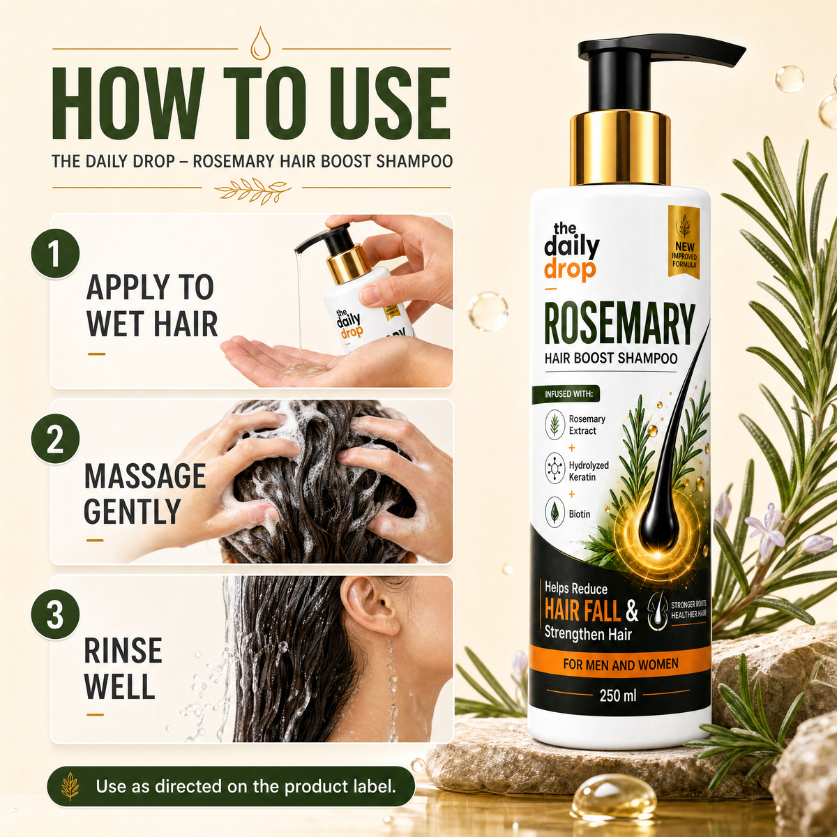 Rosemary Hair Boost Shampoo with Hydrolyzed Keratin & Biotin