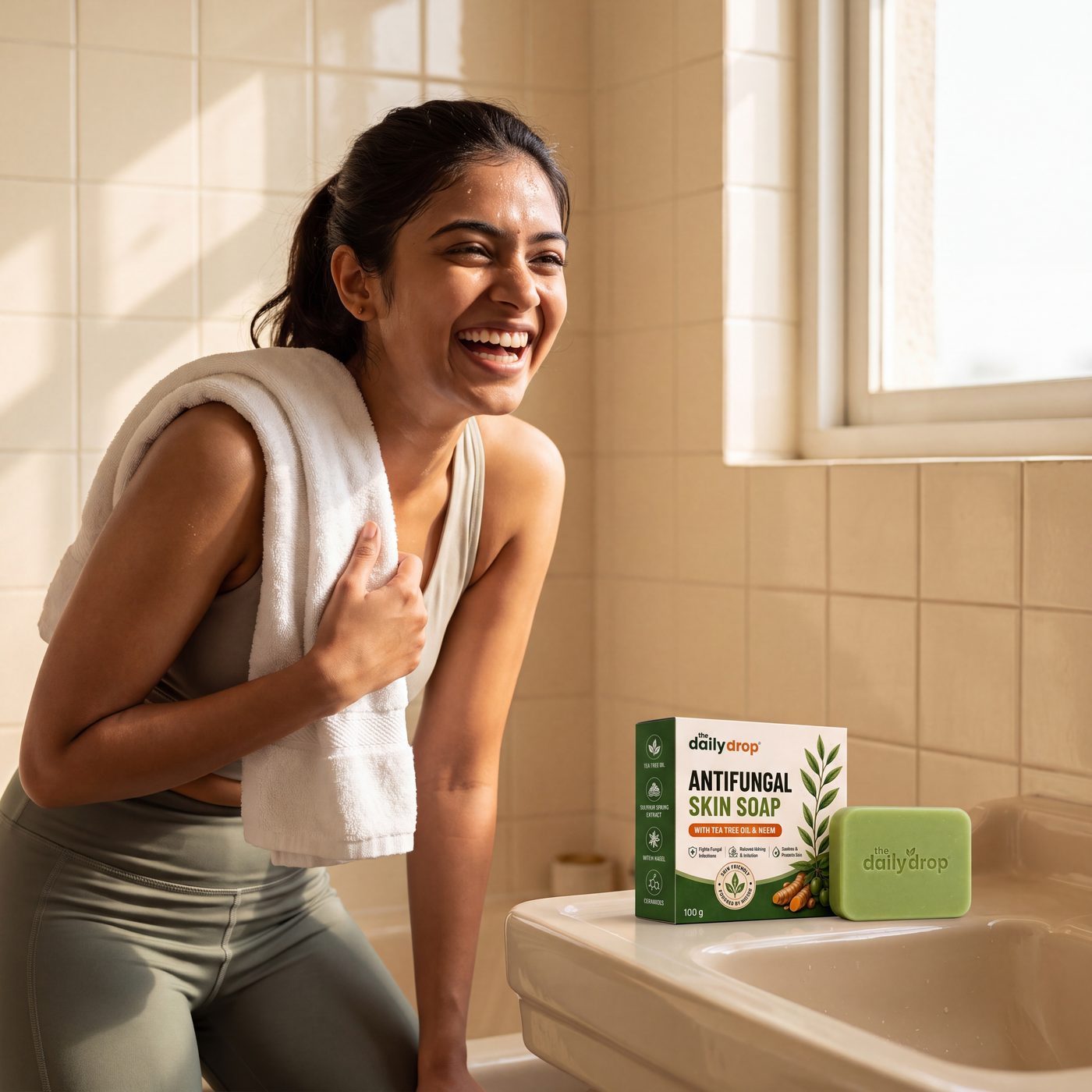 Active skin — one of the sweat-prone areas the bar is made for
