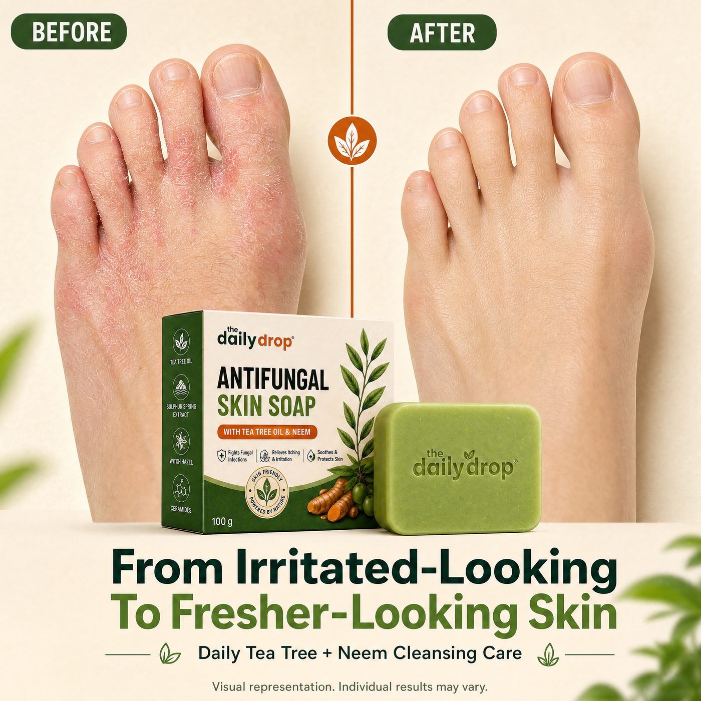 Feet — one of the sweat-prone areas the bar is made for