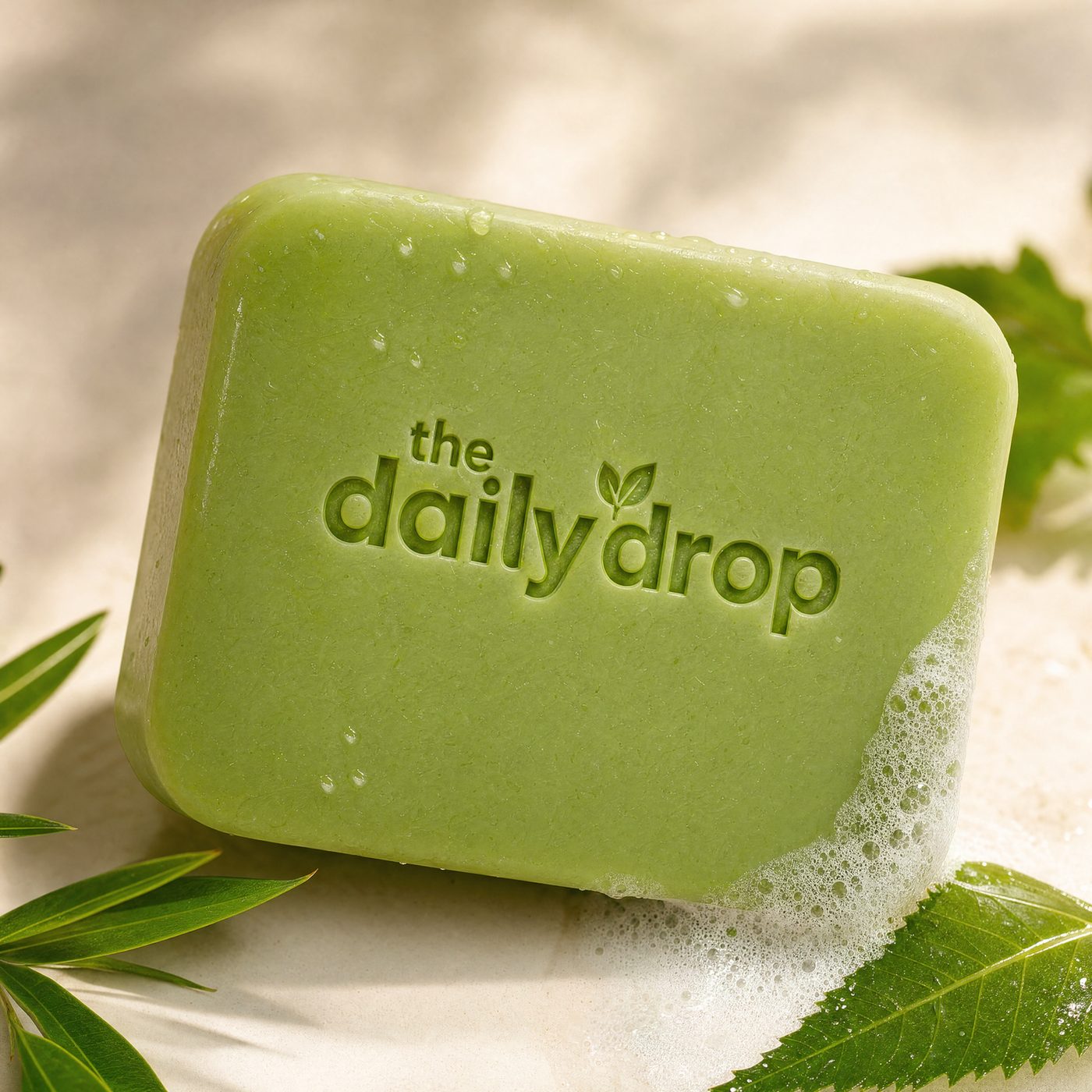 Macro of the green soap bar